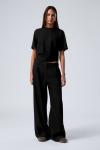 Широкие брюки с заниженной талией Weekday, черный - фото