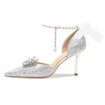 Ainer-cat Ainer cat Slim Heel High Heels 8cm Women's Silver - фото 11