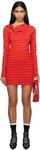 Белое полосатое мини-платье MSGM, красный - фото