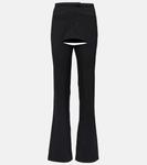 Расклешенные брюки из смесовой шерсти с вырезами Courrèges, черный - фото