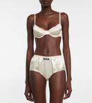 Сатиновый бюстгальтер с косточками Miu Miu, Sabbia - фото 2