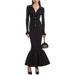 Вязаное платье миди с рифленым узором Self-portrait, черный - фото 5