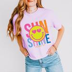 SWSmiley sunshine neon - женский бокси кроп топ с принтом Simply Sage Market, Orchid - фото