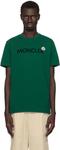 Футболка с зеленым флокированным логотипом Moncler - фото