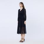 Длинное шифоновое платье с рюшами S&J Weekends, черный - фото 3