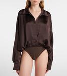 Атласный боди Norma Kamali, коричневый - фото 2