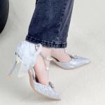 Ainer-cat Ainer cat Slim Heel High Heels 8cm Women's Silver - фото 8