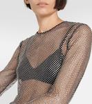 Сетчатый топ с отделкой из перьев Giuseppe di Morabito, черный - фото 5