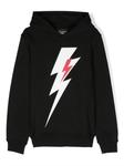Neil Barrett Kids худи с принтом Thunderbolt, черный - фото