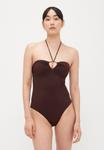 Купальник Tory Burch ONE PIECE HALTER SWIMSUIT, Merlot/Dark Red - фото