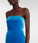 Платье из бархата с драпировкой Alex Perry, синий - фото 4