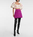 Укороченный топ из шелка с принтом Alessandra Rich, белый - фото 2