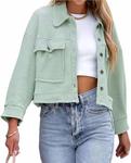 Cropped Waffle Knit Shacket In Mint Blue The Moment Collection - фото 2