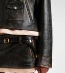 Кожаная куртка Miu Miu, Senape+Nero - фото 5