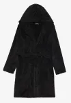 Пушистый халат с капюшоном Even&Odd, Black - фото 4