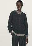 Джемпер Massimo Dutti V-NECK KNIT SWEATER, Dark Grey - фото