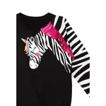 Свитер Denokids с круглым вырезом «Зебра с оборками» и зебровым принтом, черный - фото 4