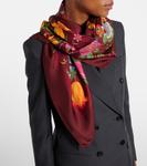 Шелковый твиловый шарф Flora Gucci, разноцветный - фото 2