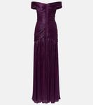 Креповое платье-бюстье с открытыми плечами Marmar Halim, Plum - фото