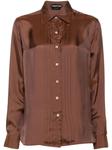 TOM FORD твиловая рубашка с плиссировкой, коричневый - фото