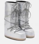 Блестящие глянцевые ботинки до колена Moon Boot, Silver - фото