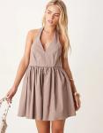Платье-рубашка без рукавов ASOS DESIGN Petite в цвете «камень» - фото 4