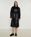 Пальто женское Dkny из экокожи с поясом, черный - фото