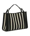 Большая полосатая сумка-шоппер Kazar, черный - фото 2