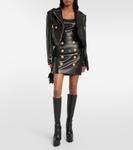 Кожаный укороченный топ Balmain, черный - фото 2