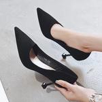 Туфли-лодочки Xingdiman на высоком каблуке 6 см из черной замши в подарочной упаковке - фото 4