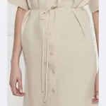 Платье с добавлением льна Calvin Klein, бежевый - фото 3