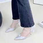 Ainer-cat Ainer cat Slim Heel High Heels 8cm Women's Silver - фото 7