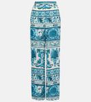 Широкие брюки с принтом Adriana Degreas, синий - фото