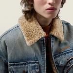 Джинсовая куртка с воротником из овчины Miu Miu, синий - фото 5