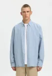 Рубашка регклая Selected, Dusty Blue Stripes:White - фото
