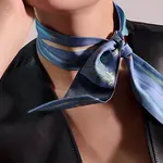 HERMES Шёлковый шарф Mulberry синий, Blue - фото 8