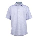 Мальчиковая рубашка с коротким рукавом slim fit jacquard Elie Balleh, Blue - фото