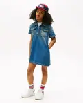 Короткий рукав джинсовое платье для девочки Tommy Hilfiger, синий - фото
