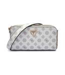 Сумка женсепя Guess Erica мессенджер с фирменным принтом, белый - фото