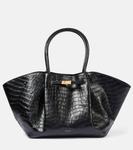 Сумка-тоут из кожи с эффектом крокодиловой кожи Demellier, черный - фото