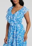 Платье макси Summer Print Frill Neck Wrap Midi South Beach, синее - фото