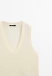 Футболка Massimo Dutti V-NECK SLEEVELESS, Yellow - фото 6