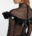 Платье миди из сетки с декором Alessandra Rich, черный - фото 5