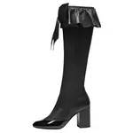 CHANEL Ботинки 25K до колена 8,5 см женские black - фото