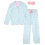 Детский пижамный комплект с длинным рукавом и плюшевой повязкой в подарок Sleep On It, Blue Lightning - фото