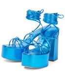 Кожаные сандалии на платформе Malena 130 Paris Texas, Metallic Turquoise - фото 5