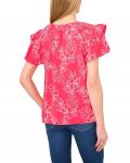 Топ CeCe Shoulder Smocking Ruffle Sleeve Tie Top, цвет Magenta - фото 2
