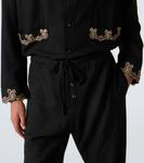 Широкие брюки-клеш из шерстяного фланели laurelist Bode, Black - фото 5