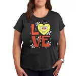 Футболка Plus size с принтом SpongeBob SquarePants и сердечками Nickelodeon, серый - фото