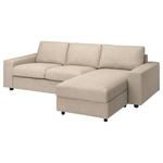3-местный диван с шезлонгом VIMLE IKEA, цвет with wide armrests/hillared beige - фото